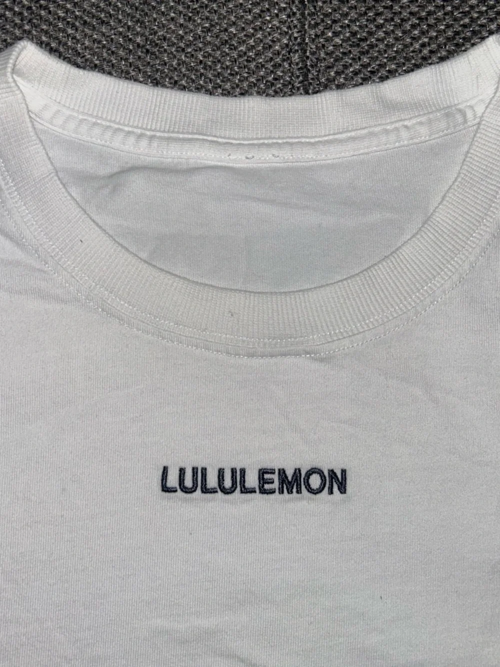 Lululemon Embroidered White T-Shirt with Black Logo - Picture 1 of 6